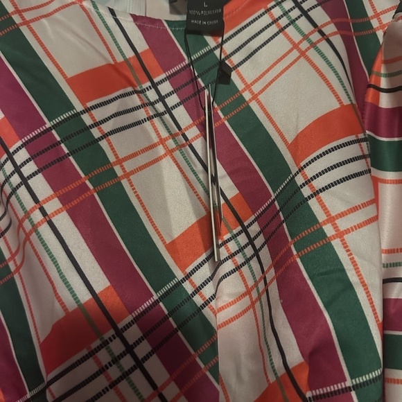 Gracia Check Pattern Puff Sleeve Peplum Top - Picture 3 of 6